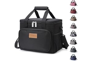 Lifewit 15L (24 Cans) Insulated Lunch Bag, Cooler Bag for Lunch/Work/School/Beach/Picnic (Black)