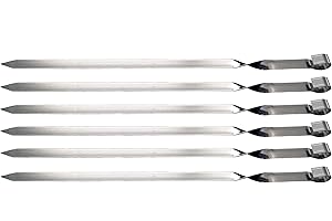 rukauf Pinchos para barbacoa, 60 cm x 2 cm de ancho, extra anchos, 6 unidades
