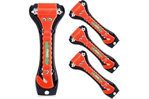 LIHAO Lot de 4 Marteaux de Secours pour Voiture, Brise-Vitre avec Outil de Coupe Ceinture
