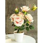 Corslet Cycle Shape Flower Vase with Peonies Bunches for Home Décor Table Bedroom Living Room Office Bathroom Decorative Gift Items for Home
