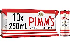 Pimm's No. 1 Cup & Lemonade | 5.4% vol | 10 x 250ml | Pre-Mixed & Ready to Drink | Iconic British Cocktails | Serve Chilled | Cocktail Cans | Ideally Portable for Picnics