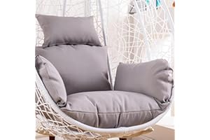 GENERIC No Filled Hanging Egg Chair Cushion Cover - Waterproof Outdoor Single Seat Swing Egg Chair Cushion Cover with Zipper (Only Cover) (gray)