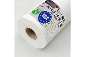 NATUARTE, Tovaglia in Rotolo TNT, 1.20 m x 50 m, PRETAGLIO invisibile ogni 1,20 m, Tovaglia Usa e Getta, Effetto tessuto, Celebrazioni Compleanni Eventi, Colore Bianco 1.20x50m