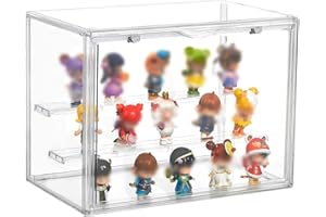 Pizsieat Vetrina Espositiva Acrilico Trasparente,Teca Espositiva Teche per Collezionismo,con 2 Scalas Staccabile Per Collezionismo, Pop Figure,Pop Mart,Rocce, Mini Giocattoli