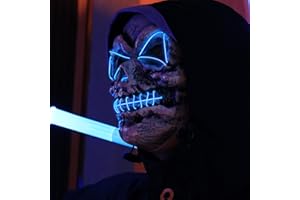 SHIYOUO Máscara de Halloween, Máscara LED Purge con 3 Modos de Iluminación Parpadeo Controlables, Craneo Esqueleto Mascaras para Cosplay Carnaval Fiesta Decoración de Halloween