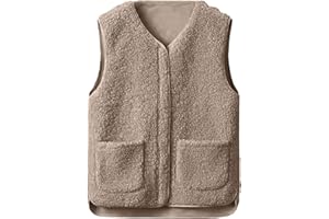 CheChury Femme Gilet Sans Manche Polaire Veste Sans Manche Femme Hiver Chaud Manteaux Sans Manche Doux Gilet Chaude en Molleton Polaire Mode Grandes Taille Veste Décontracté avec Poches Manteau Fluffy