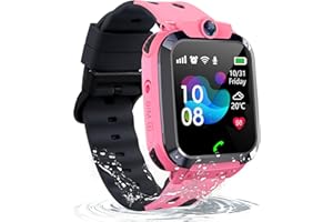 Ruopoem Montre Connectée Enfant GPS, Montre Intelligente Enfant LBS avec Appel Bidirectionnel SOS Voice Chat IP68 Résistant Caméra Jeux, Montre Connectée Enfant Fille Garçon Cadeau pour 3-12 Ans