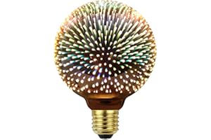 Tianfan Klasyczna żarówka Edison 3D o wyglądzie fajerwerków, źródło światła LED, AC 85-240 V, E27, dekoracyjna żarówka (G95, srebrna)