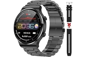 ROLLSTIMI Inteligentny Zegarek Mężczyzny,Monitor Uśpienia , Wodoodporny Sportowy Tracker Ip67, Inteligentny Zegarek Ze Stali Nierdzewnej Czarny, Inteligentny Zegarek Dotyczy Android Ios. (BLACK)