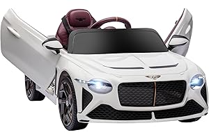 HOMCOM Bentley Bacalar Licensed, 12V Kids' Electric Ride-On with Remote Control, Battery Powered Electric Car for Kids with Suspension Wheels, Horn, Lights, for Ages 3-5 Years - White
