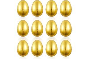 PEUTIER 12pcs Golden Easter Eggs, Fillable Easter Eggs Plastic Easter Eggs Empty Easter Egg Hunt Games Party Favor Fillers Basket Stuffers Crafts for Easter Party Company Activities