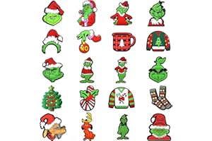 ZSTNPP 20 PCS Christmas Shoe Charms for Grinch, Christmas Croc Charms for Clog Sandals Bracelets Decoration, Santa Claus Cute Shoe Charms, Shoe Decorations for Kids Girls Boys Teens