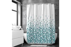 ‎LOTI LIVING Loti Living Zasłona prysznicowa 180 x 200 cm – odporna na pleśń i działanie wody - tkanina poliestrowa - z taśmą obciążającą - w zestawie z haczykami - Blue ocean