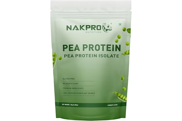 NAKPRO 100% Pea Protein Isolate, Unflavoured - 1kg 28.8g Protein, 5.5g BCAA Natural Vegan Plant Protein Powder Easy To Digest All Essential Amino Acids for Muscle Gain and Recovery