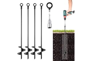 Coriver Lot de 4 Ancrage au Sol, 38,5 cm Ancrage Balancoire, Piquets d'ancrage, Fixation Trampoline Sol, Piquet Ancrage Trampoline pour Tentes, Balançoires, Auvents, Abris, Abri de Jardin