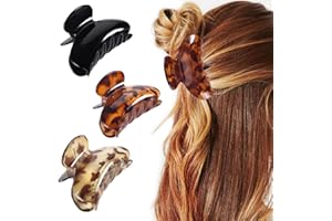 KIRZAX Set mit 3 Große Haarklammer, 7cm Acetat Haarklammern Für Damen Frauen,Rutschfest Große Haarklammer,Haarklammer Damen Leoparden,für Frauen und Mädchen (3 Farben)