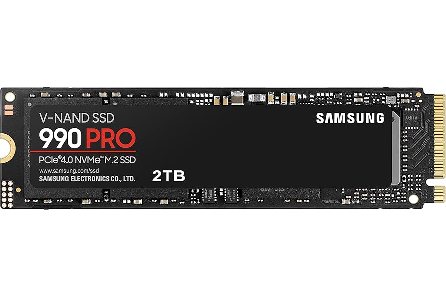 Samsung 990 PRO NVMe M.2 SSD, 2 TB, PCIe 4.0, 7,450 MB/s read, 6,900 MB/s write, Internal SSD, For gaming and video editing, MZ-V9P2T0BW