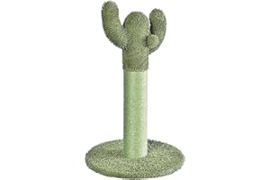 Amazon Basics Cactus Cat Scratching Post for Indoor with Dangling Ball, Single, 26 Inches, Green