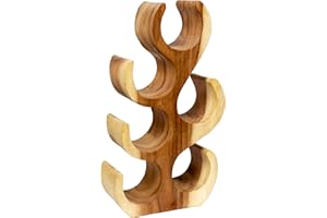 Crafty Artisan Wooden tree 6 bottle free standing wine rack holder in natural (natural)