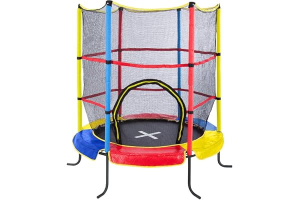 Ultrasport Jumper Trampoline Exterieur Enfant 140 cm Jusqu’à 50 kg avec Filet de Sécurité, Protection & Kit de Montage I Mini Trampoline Enfant Extérieur Interieur, 2-5 Ans