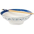 Silver Buffalo Disney Lilo and Stitch Watercolor Kawaii Cute Stitch Ceramic Ramen Noodle Rice Bowl with Chopsticks, Microwave Safe, 30 Ounces