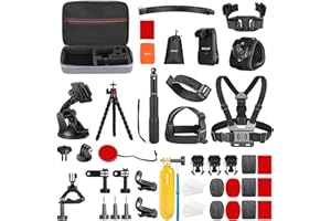NEEWER Kit d'Accessoires pour Caméra d'Action 50en1 Compatible Avec GoProHero 131211 DJI OSMO 4 3 2 Insta360X4X3 SJCAM AKASO VicTsingAPEMAN Campark Sony Sports DV avec support poteau pour caméra GP-10