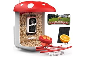 WUIPET Bird Feeder with Camera with AI Identify Bird Species Solar Panel, Smart Bird Feeder Cam, Close-up Shots, Instant Arrival Alerts, Capture Bird Video, for Bird Lover, Red