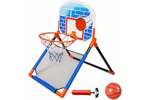 Kidoloop Basketball Hoop for Kids, Adjustable Basketball Hoop and Stand Game, Net Ball Pump Backboard, Portable Basketball Indoor Outdoor Fun Activity, Ideal Sports Gift for Children