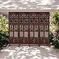 Z.A SAWMIL ART Wooden Room Divider with Stand - Privacy Screen, Support Base, Stable Partition Living Room and Office - Mix Frame Design, 6 Feet, Brown (Design - 1, 6 Feet 4 Panel with Stand)