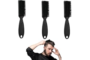 TIGMEW 3 Stück Friseur Bürste Schwarz Friseur Zubehör Sleek Bun Bürste Griff Aus Abs-Material Verwenden Sie Bequeme Faserborsten 13.7cm x 2.5cm Barber Brush Für Professionelle Friseure Als Auch