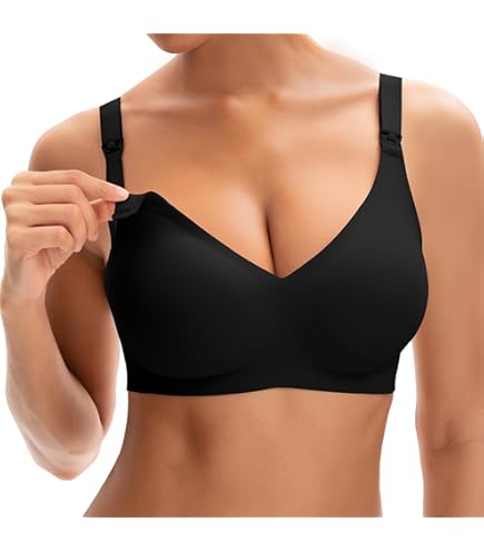 HBselect Sportbeha, borstvoedingsbeha, naadloos, borstvoedingsbeha, borstvoedingsbeha, borstvoedingsbeha, borstvoedingsbeha, zonder beugel, voor vrouwen, D: Zwart Grijs Groen, M