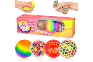 Lot de 4 Balle Anti-Stress - Balle Sensorielle, Colorées Balle Antistress pour Gérer et Soulager Anxiété, Agitation, Tension pour Adultes et Enfants Atteints de TDAH, D'autisme (A)