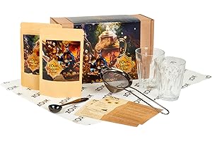 Zouk Ultimate Masala Chai Experience | Masala Chai Spice Blend, Loose Leaf Tea, Chai Glasses, Mesh Strainer & Recipes | Authentic Indian Tea Gift Set