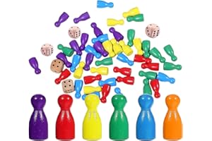 CANRNYACBZ 90 Stück Spielfiguren für Brettspiele Bunte Halmakegel Set und 6 Würfel aus Holz für Brettspiele Rot, Gelb, Blau, Orange,Grün ,Violett Holzpuppen Spielfiguren Halmakegel 25x12cm Mühle Steine Set