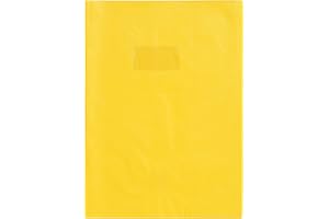 Calligraphe 72204AMZC Un Protège-Cahier Grain Cuir Jaune soleil - A4 21x29,7 cm - 22/100ème avec Porte-Étiquette - PVC Opaque