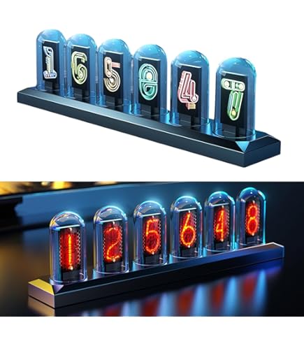 Nixie Tube Clock, Orologio A Tubo Luminoso A 4 Bit, Con Tubi IN-12, Telecomando, Decorazioni Per La Casa Minimaliste, Stile Di Illuminazione Punk Industriale - Foto 3
