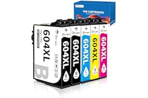OINKWERE 604XL Cartuchos Compatibles para Epson 604 Tinta para Expression Home XP-2200 XP-2205 XP-3200 XP-3205 XP-4200 XP-4205 Workforce WF-2910 WF-2930 WF-2935 WF-2950 (Paquete de 5)