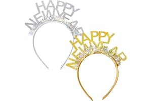 MICJLLT 2 Pcs Happy New Year Headband - Eve Party Accessories 2026 for Adults,Nye Headband Headwear for 2026 Eve Party Photobooth Props,Hair Bands for Celebration Accessories Supplies