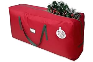 HOLIDAY SPIRIT Weihnachtsbaum-Aufbewahrungstasche, strapazierfähiges 600D Oxford-Material mit, verstärkten Griffen und Reißverschluss, wasserdichter Staubschutz (rot, passend für einen 2,4 m Baum)