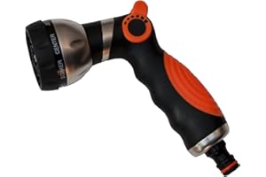 COSTWISE GROUP Garden Watering hosepipe 8 Different Pattern Spray Gun with Universal Click Hose Connection,Push bar Flow Regulator so no Need to Keep held on,Rubber no Slip Grip