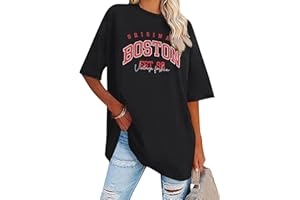 Dresswel Los Angeles California koszulka oversized z nadrukiem w stylu vintage, krótki rękaw, okrągły dekolt, na lato, luźna bluzka, długa tunika, top dla nastolatek i dziewcząt