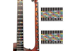 Koldot Guitar Fretboard Stickers for Acoustic and Bass - Note and Chord Fret Map for Kids and Beginners - 2PC