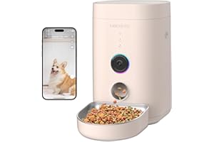 DOGNESS Distributore Automatico Cibo Gatti con Telecamera 2.4G + 5G WiFi, 1080P HD Video Dispenser Crocchette Gatto con Visione Notturna, Controllo APP, Programma di Alimentazione Temporizzata