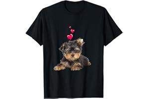 GIRAFFE APPAREL Maglietta con cane e cuore Yorkshire Terrier Maglietta