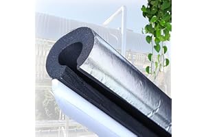 KANDUO 95cm Guaina Isolante In Gomma, Tubo Isolante Antigelo Per Esterni, Isolante Per Tubi In Foglio Di Alluminio Autosigillante, ID 22mm-219mm, Adatto Per La Protezione Di Tubi Dell'Acqua Fredda E Calda (