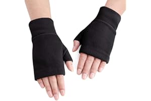 JIAHG Gants sans Doigts Femmes Automne Hiver Gants Demi-Doigts de Cyclisme Chauds Doux Gants Mitaines Tricot épais Gants Demi-Doigts pour écrire Taper Gants à écran Tactile Gants de Sports Extérieur