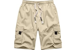 NANAMEEI Mens Cargo Shorts Elasticated Waist Mens Summer Shorts Work Shorts with Pockets