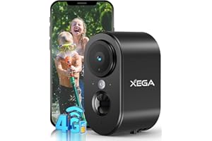 Xega 4G LTE Cámara de Vigilancia con Tarjeta SIM Interior, 2K HD LTE Cámara de Seguridad Portátil sin Wi-Fi, Batería 6000mAh, Detección de Movimiento PIR, Color Visión Nocturna, IP65