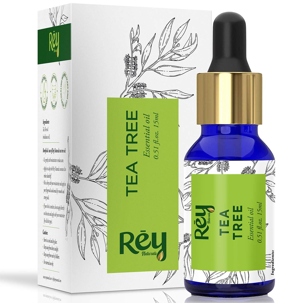 Rey Naturals Pure Tea Tree Essential Oil | Tea Tree Oil For For Hair | Tea Tree Oil for face | Tea Tree oil for skin | Suitab