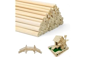 DYMHQ 60Pcs Round Natural Dowel Rods, 2 Sizes Unfinished Wood Dowel Rods, 6mm/10mm x 30cm Dowel Rods Hardwood Sticks, Wood Crafts Sticks Doweling Rods, Birch Hardwood Wooden Wooden Poles for Crafting